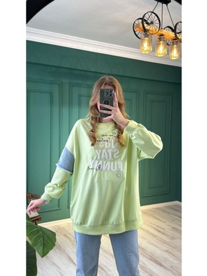 Ceren İrem Boutique 33236 Denim Detay Sweat-Neon