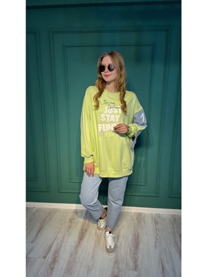 Ceren İrem Boutique 33236 Denim Detay Sweat-Neon