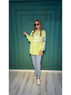 Ceren İrem Boutique 33236 Denim Detay Sweat-Neon