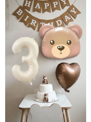 Atölye Mi 3 Yaş Doğum Günü Teddy Bear Ayı Temalı Doğum Günü Balon Seti