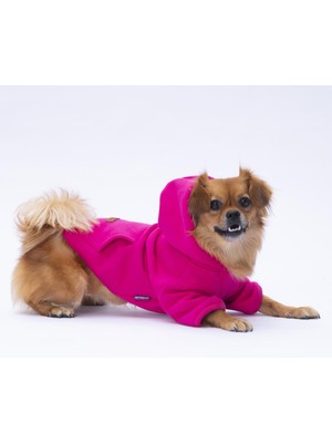 Pettrend Pembe - Fuşya Kanguru Cepli Kedi-Köpek Hoodie- Sweatshirt  Kedi Köpek Kıyafeti