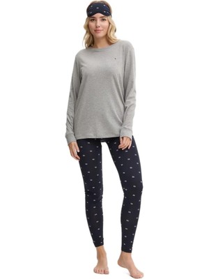 Calvin Klein Tommy Hilfiger Kadın Gri Pijama Takımı ( Göz Bandı Hediyeli ) UW0UW05639