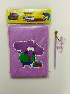 Kırtasiye Seti ( Kral Şakir Peluş Hatıra Defteri - Uçlu Kalem Taşlı Boncuklu ) - Mor