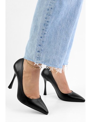 Shoeberry Kadın Mags Siyah Cilt Stiletto
