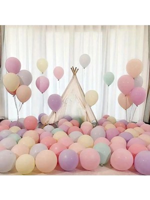 Konsept Sepeti 60 Adet Makaron Balon Zincir Seti Mint Yeşili Somon Sarı Pembe Mavi Lila Balon Doğum Günü Setleri