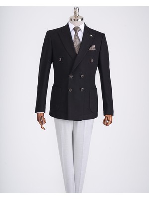 Terzi Adem Altun İtalyan stil slim fit kravuze erkek tek ceket siyah T13340