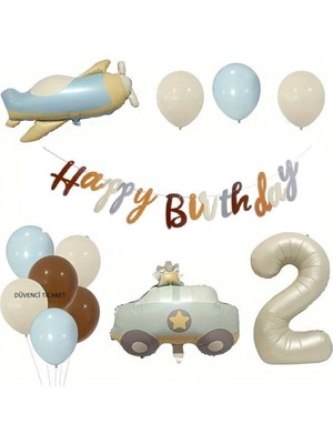 Düvenci Ticaret Retro Renk Uçak Polis Arabası Folyo Yaş Set