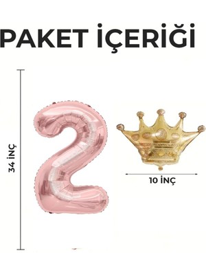 Konsept Sepeti 8 Yaş Rose Gold Doğum Günü Seti; Rose Gold Yaş Balonlu, Kral Taç Balon Seti (Balon Bandı Hediyeli)