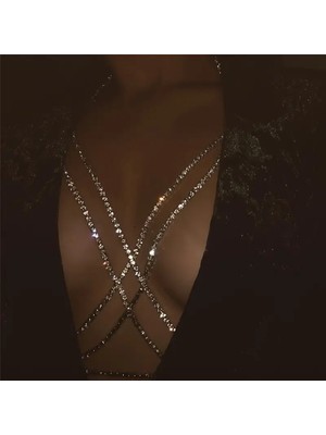 Lovisa Accessories El Yapımı Kristal Taşlı Göğüs Kolyesi, Su Yolu Göğüs Zinciri