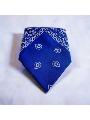 Als Accessories Koyu Mavi Renk Etnik Desenli %100 Koton Bandana