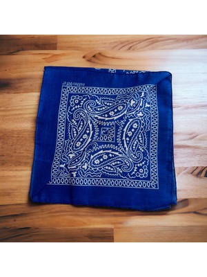 Als Accessories Koyu Mavi Renk Etnik Desenli %100 Koton Bandana