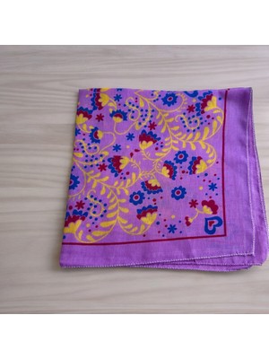 Als Accessories Kadın Lila Renk Renkli Çiçek Desenli %100 Koton Bandana, Saç Bandı