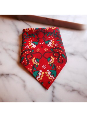 Als Accessories Kadın Kırmızı Renk Renkli Çiçek Desenli %100 Koton Bandana, Saç Bandı