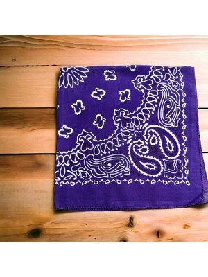 Als Accessories Mor Renk Içerisinde Desenli Etnik Desenli %100 Koton Bandana