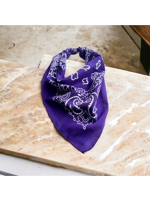 Als Accessories Mor Renk Içerisinde Desenli Etnik Desenli %100 Koton Bandana