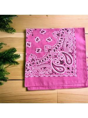 Als Accessories Pembe Renk Içerisinde Desenli Etnik Desenli %100 Koton Bandana