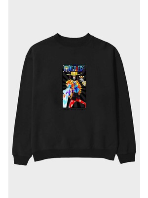 Ankhises Brook Ön Baskılı Siyah Oversize Sweatshirt Erkek Kadın Bisiklet Yaka