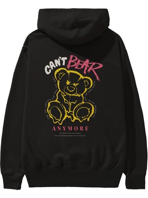 Ankhises Cant Bear Anymore Arka Baskılı Siyah Oversize Kapüşonlu Sweatshirt Erkek Kadın
