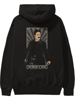 Ankhises Tesla Matrix Arka Baskılı Siyah Oversize Kapüşonlu Sweatshirt Erkek Kadın