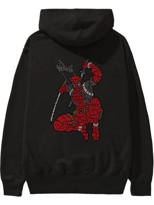 Ankhises Chimichanga Arka Baskılı Siyah Oversize Kapüşonlu Sweatshirt Erkek Kadın
