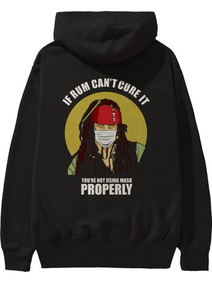 Ankhises Pirates Maker Arka Baskılı Siyah Oversize Kapüşonlu Sweatshirt Erkek Kadın