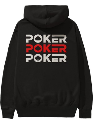 Ankhises Poker Arka Baskılı Siyah Oversize Kapüşonlu Sweatshirt Erkek Kadın