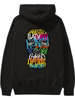 Ankhises Karma Savage Arka Baskılı Siyah Oversize Kapüşonlu Sweatshirt Erkek Kadın