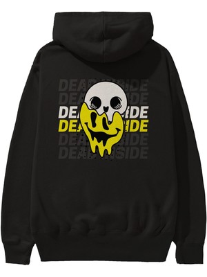 Ankhises Dead Inside Yazılı Arka Baskılı Siyah Oversize Kapüşonlu Sweatshirt Erkek Kadın
