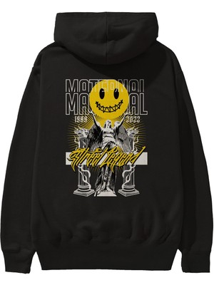 Ankhises Maternal Street Legend Arka Baskılı Siyah Oversize Kapüşonlu Sweatshirt Erkek Kadın