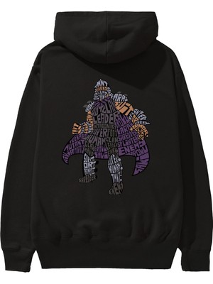 Ankhises Foot Clan Leader Arka Baskılı Siyah Oversize Kapüşonlu Sweatshirt Erkek Kadın