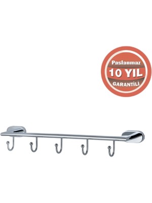 Çelik Banyo Paslanmaz Pirinç Zirve 5'li Askılık