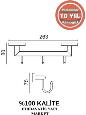 Çelik Banyo Paslanmaz Pirinç Zirve 3'lü Askılık