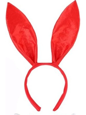 Xnews Kırmızı Saten Şekil Verilebilir Tavşan Kulak Taç