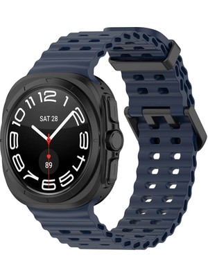 ZORE Samsung Galaxy Watch Ultra 47MM KRD-118 Tırtıklı Tasarım Silikon Kordon-Midnight Blue