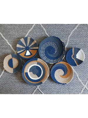 Mavi Güneş Bohem Afrikan Duvar Tabağı Seti