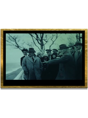 Marsilyan Yapay Zeka İle Yenilenmiş Atatürk Fotoğrafları Siyah Beyaz Cam Tablo, 3d Dekoratif Baskı 142