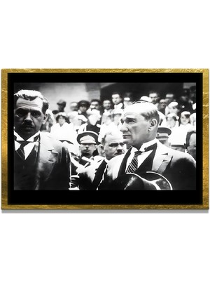 Marsilyan Yapay Zeka İle Yenilenmiş Atatürk Fotoğrafları Siyah Beyaz Cam Tablo, 3d Dekoratif Baskı 277