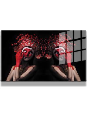 Marsilyan Creative Fashion 3d Dekoratif Baskı Yatay Cam Tablo 01