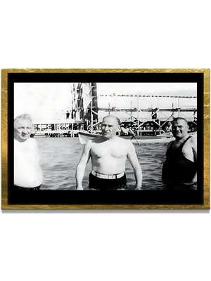 Marsilyan Yapay Zeka İle Yenilenmiş Atatürk Fotoğrafları Siyah Beyaz Cam Tablo, 3d Dekoratif Baskı 573