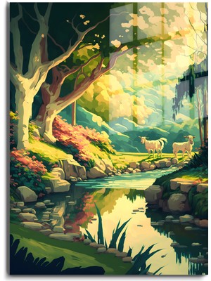 Marsilyan Doğa, Manzara 3d Dekoratif Bask  Cam Tablo 62