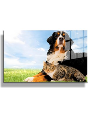 Marsilyan Eğlenceli Hayvanlar, Yapay Zeka Destekli, 3D Dekoratif Baskı Yatay Cam Tablo 401