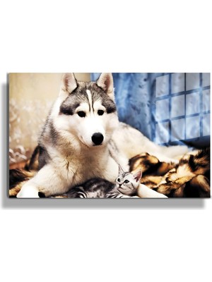 Marsilyan Eğlenceli Hayvanlar, Yapay Zeka Destekli, 3D Dekoratif Baskı Yatay Cam Tablo 99