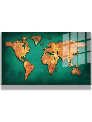 Marsilyan Harita/maps 3D Dekoratif Baskı Cam Tablo 125
