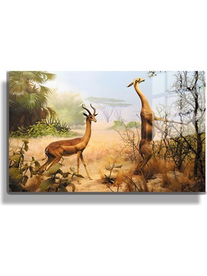 Marsilyan Eğlenceli Hayvanlar, Yapay Zeka Destekli, 3D Dekoratif Baskı Yatay Cam Tablo 179
