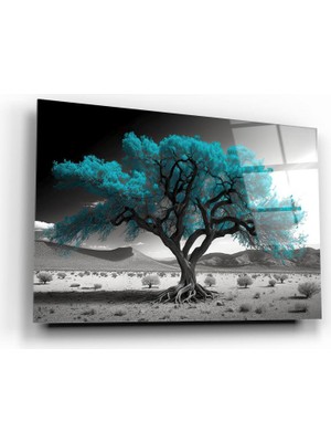 Marsilyan Mavi Ağaç Cam Tablo | Hediyelik, Dekoratif, Ofis, Mutfak