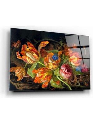 Marsilyan Çiçekler Cam Tablo | Hediyelik, Dekoratif, Ofis, Mutfak