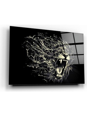 Marsilyan Aslan Cam Tablo | Hediyelik, Dekoratif, Ofis, Mutfak