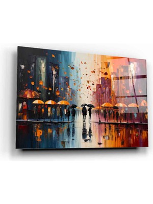 Marsilyan Soyut Şehir Cam Tablo | Hediyelik, Dekoratif, Ofis, Mutfak