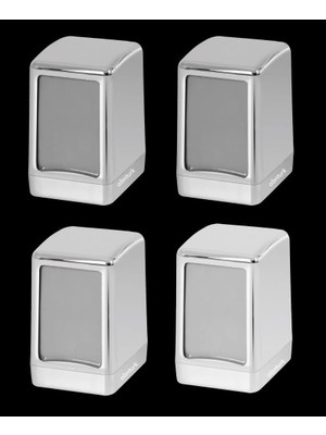 abnturk 4 Adet Krom Kaplama Masa Üstü Peçetelik Metalik Gri Kaplama Metal Görünüm Masaüstü 2 Yönlü Dispanser