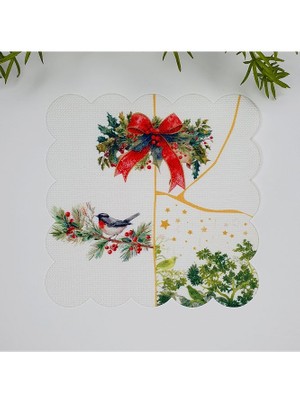 Deco Yılbaşı Dekorasyonlu Çatlak Desen Kuşlu Kokteyl Peçetesi 1 Adet